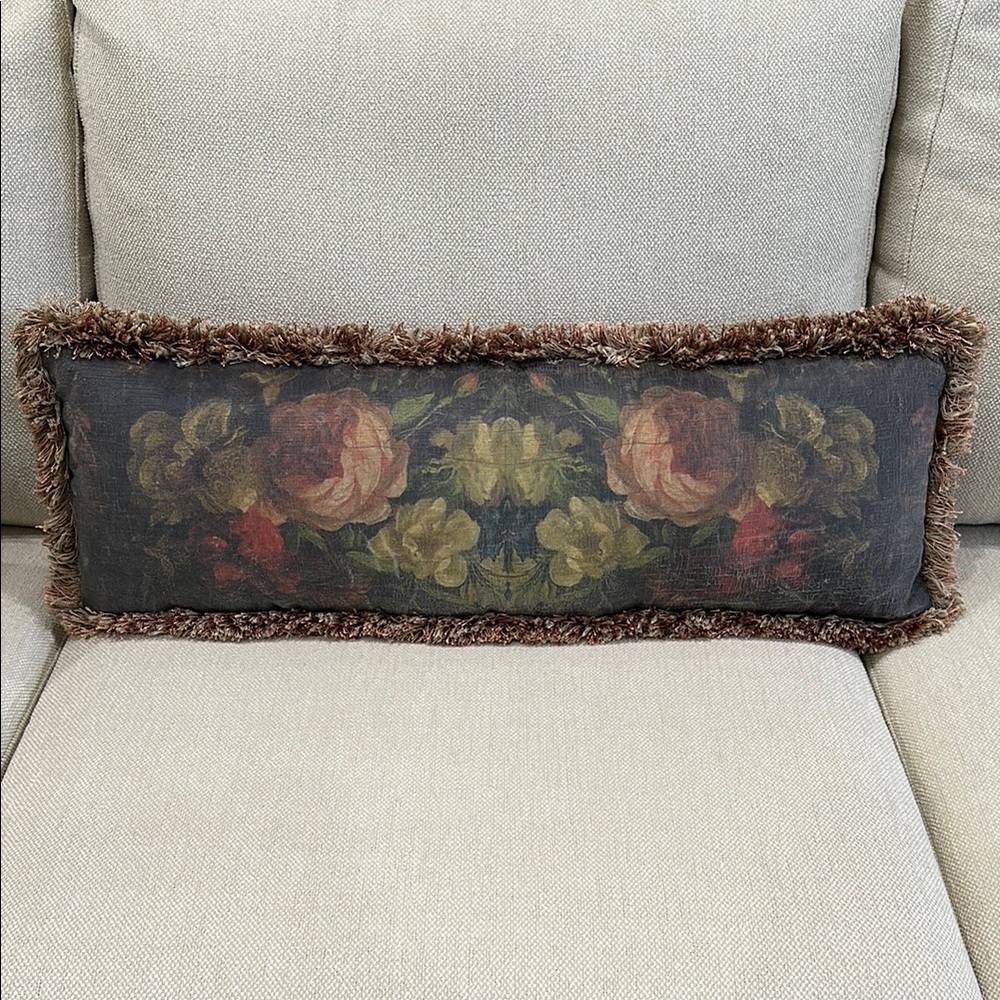Floral Accent Pillow with Fringe